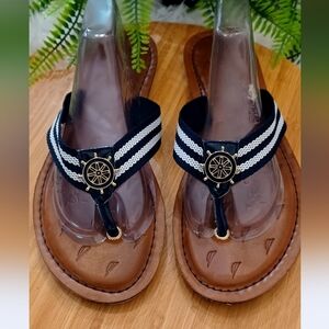 Nautical Navy and White Sandals Sz 10